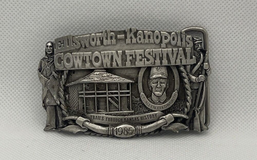 Vintage Cowtown Festival Ellsworth Kansas KS Belt Buckle